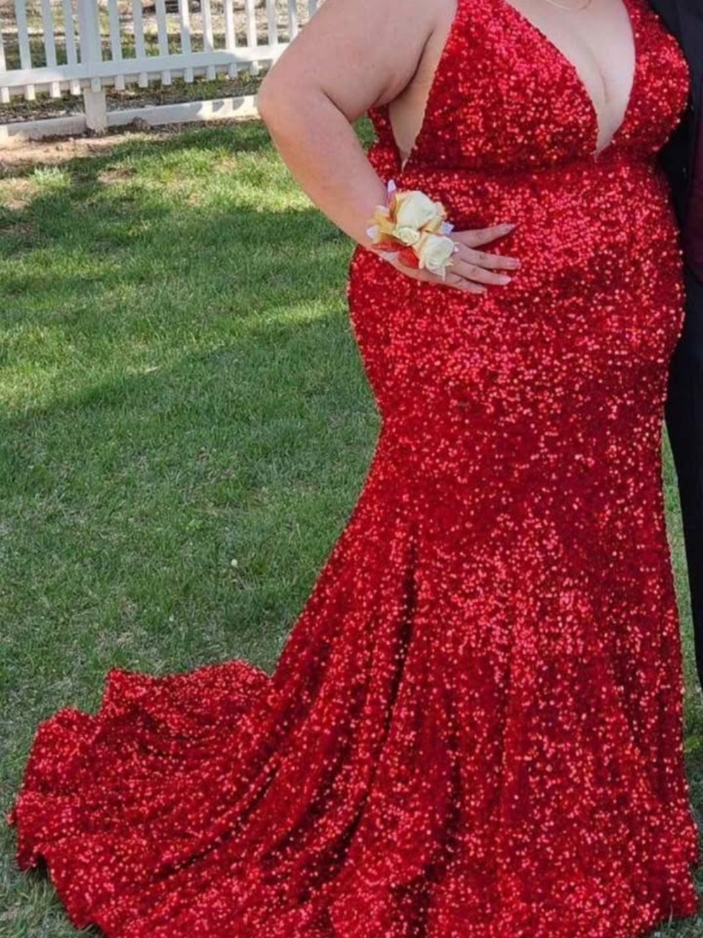 Sherri Hill Red Sequin Evening Dress